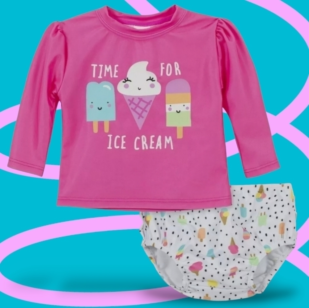 18 m -Gerber Baby 2-Piece Girls Ice Cream Rashguard and Swim Bottom Set -